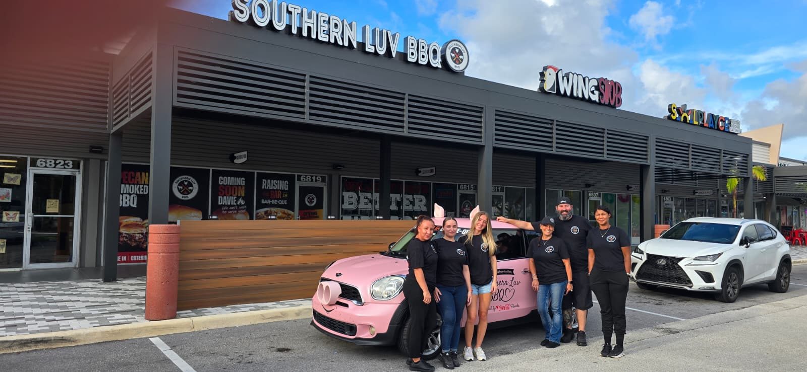 The Southern Luv BBQ Davie crew outside the restaurant