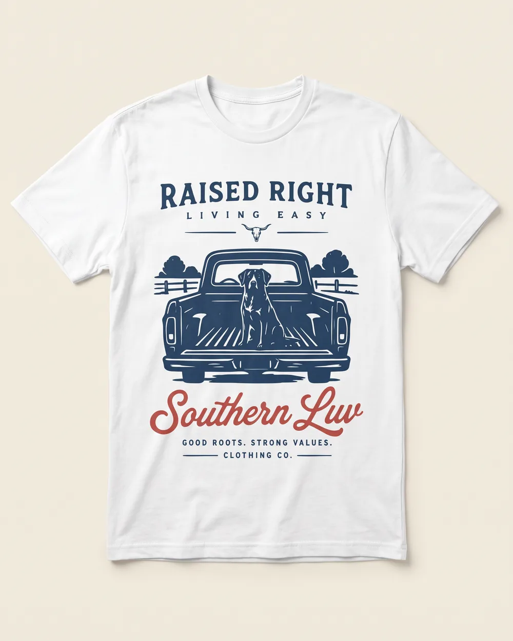Raised Right — white Southern Luv Clothing Co. tee