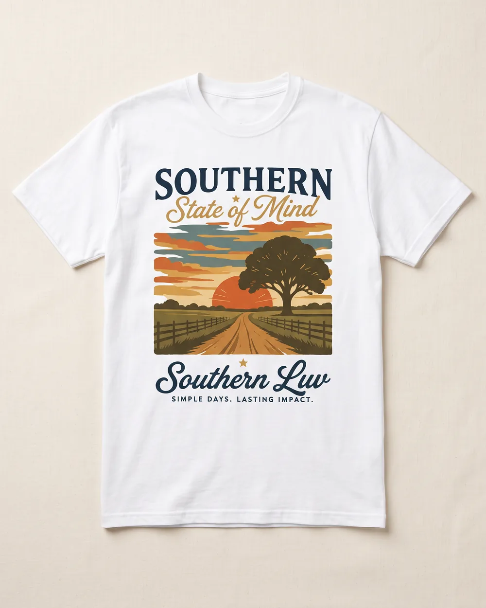 Southern State of Mind · Country Road — white Southern Luv Clothing Co. tee