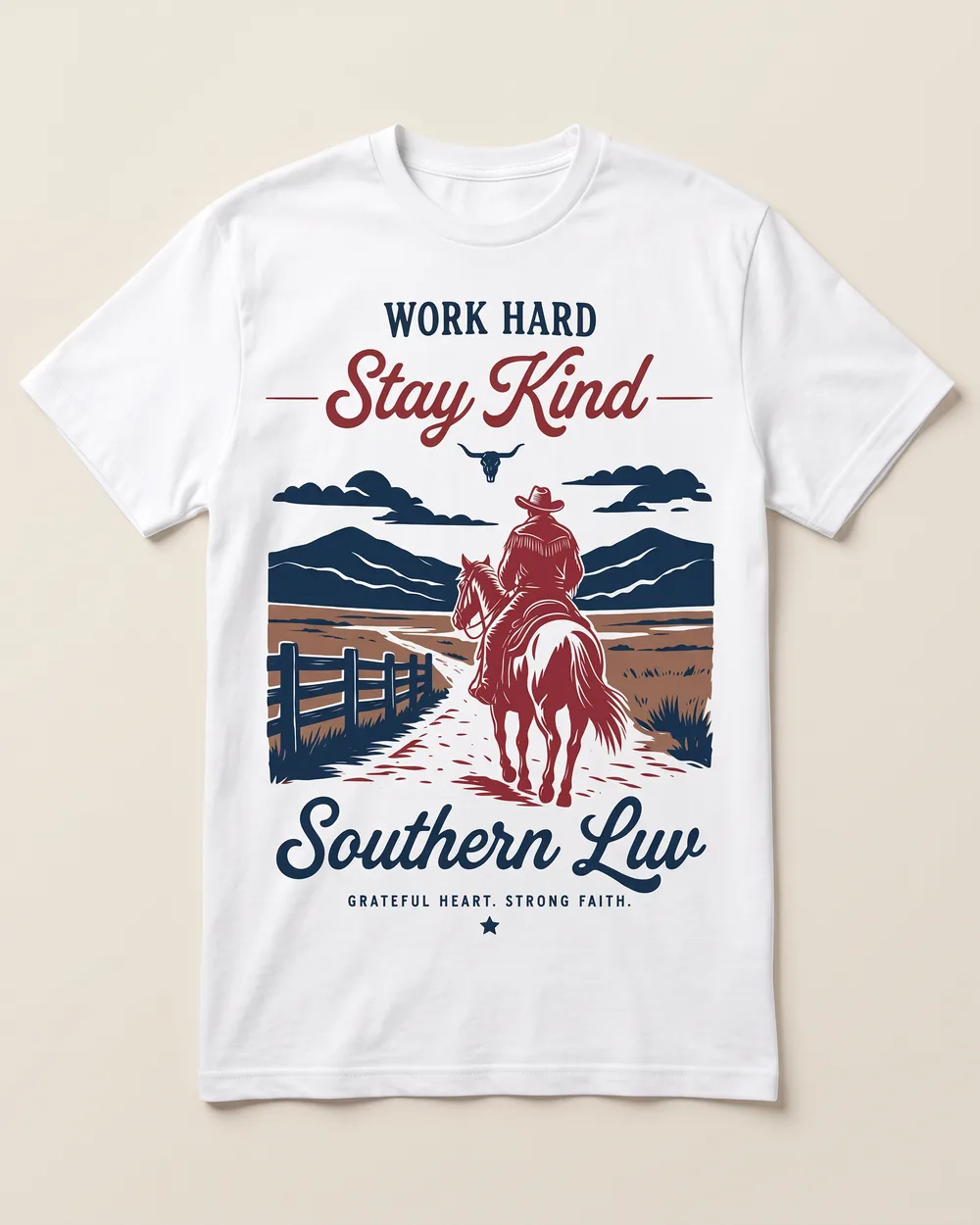 Work Hard, Stay Kind · Rider — white Southern Luv Clothing Co. tee