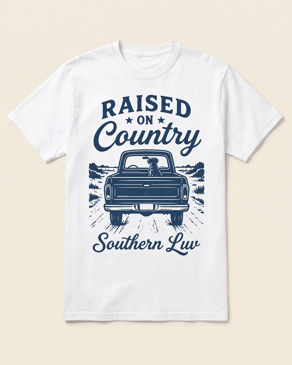 Raised on Country — white Southern Luv Clothing Co. tee