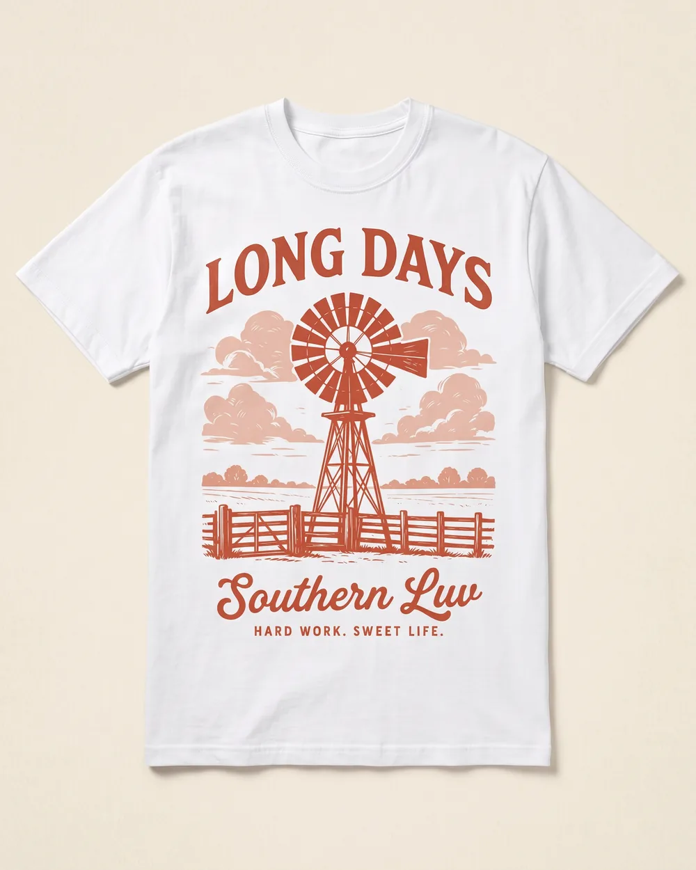 Long Days · Windmill — white Southern Luv Clothing Co. tee