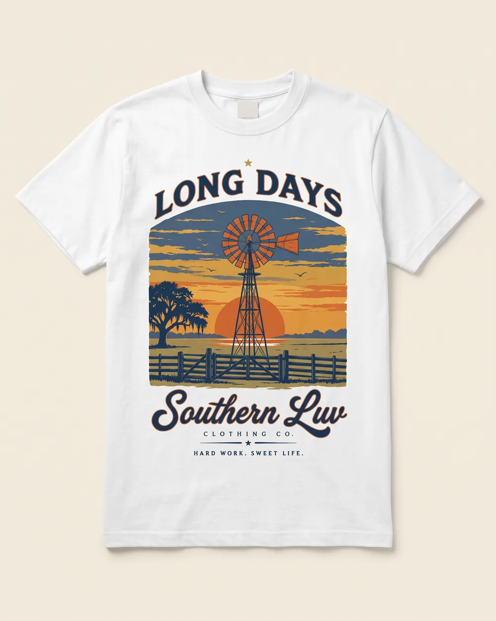 Long Days · Sunset — white Southern Luv Clothing Co. tee