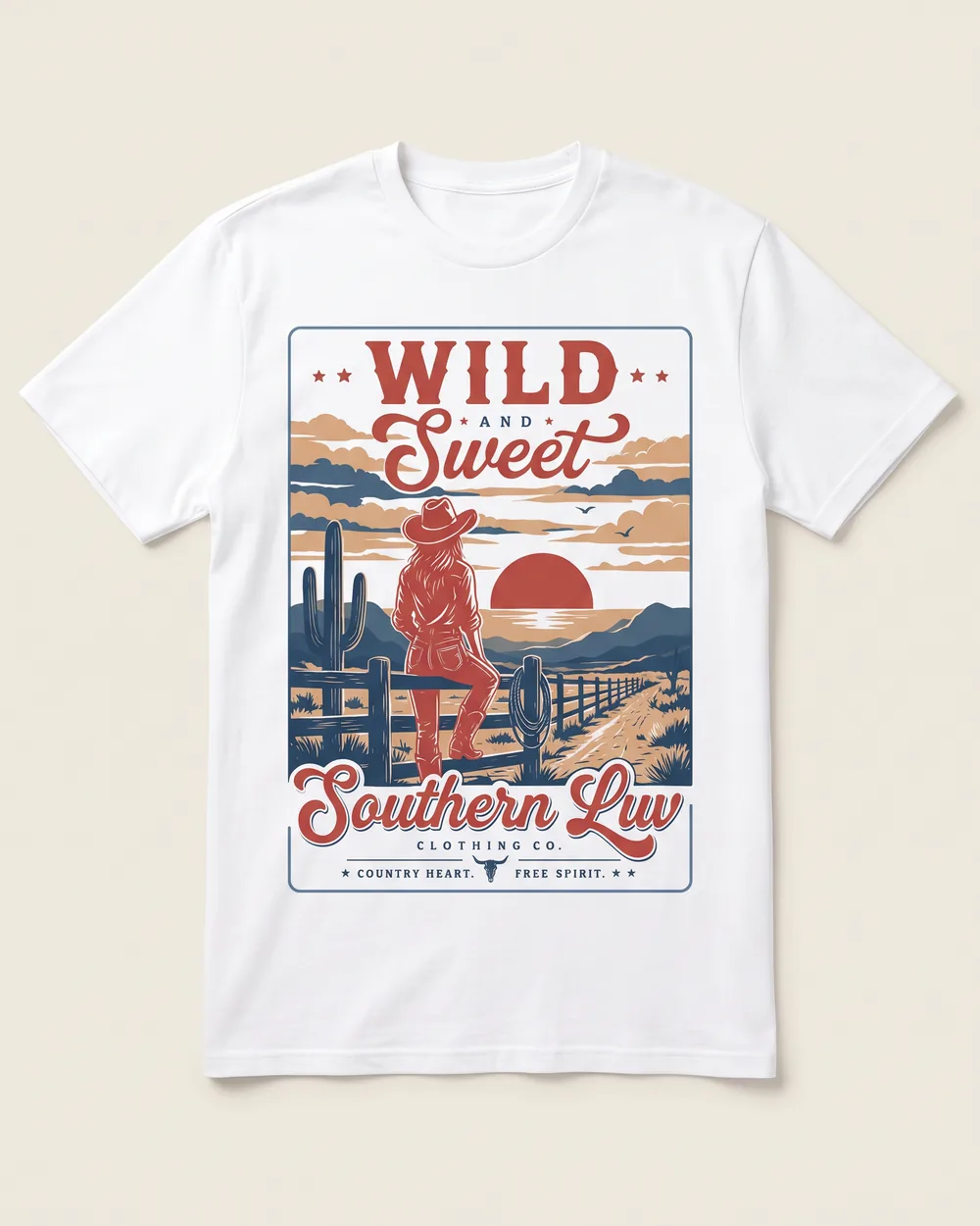 Wild and Sweet · Cowgirl — white Southern Luv Clothing Co. tee